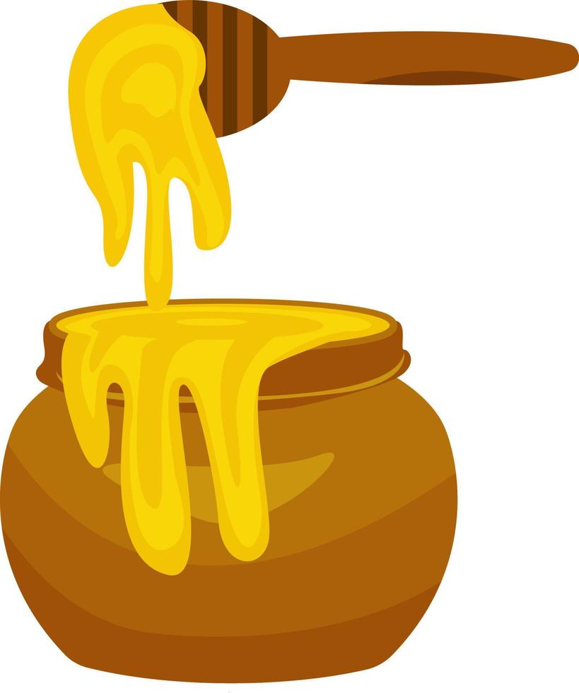 Honey pot, illustration, vector on white background