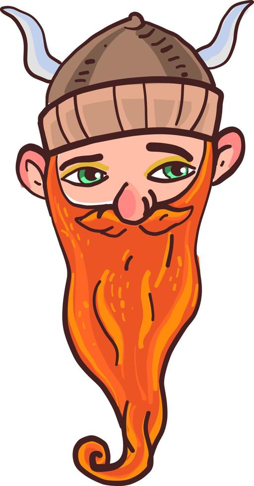 vikingo, con, barba larga, ilustración, vector, blanco, plano de fondo vector