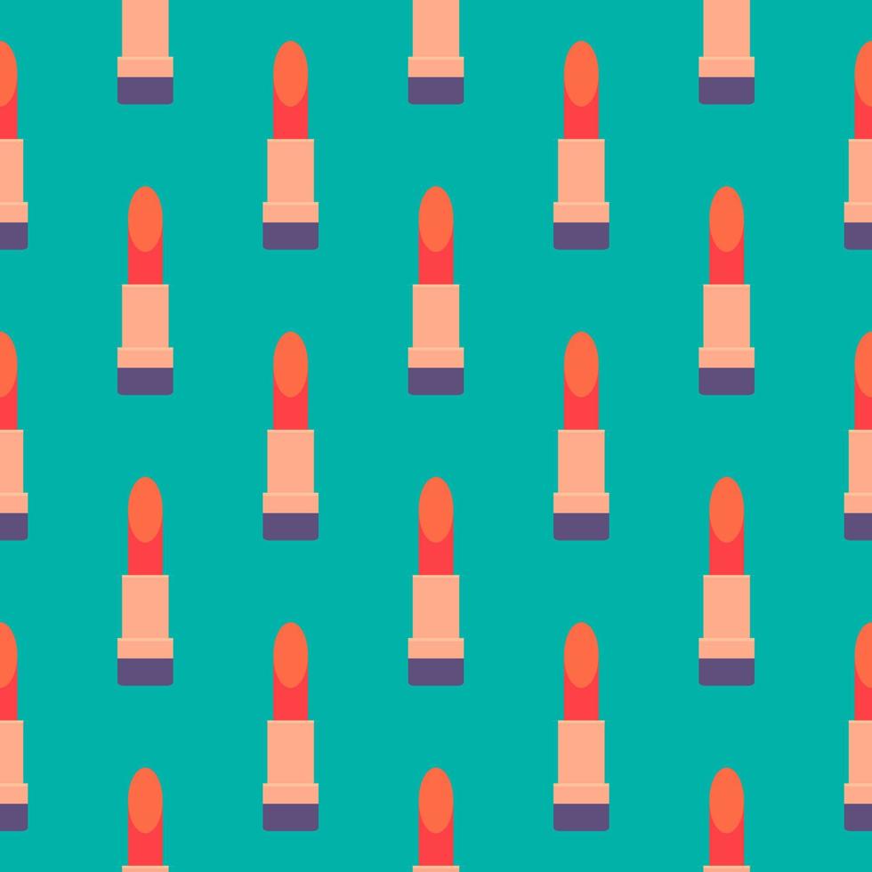 Red lipstick , seamless pattern on a mint green background. vector