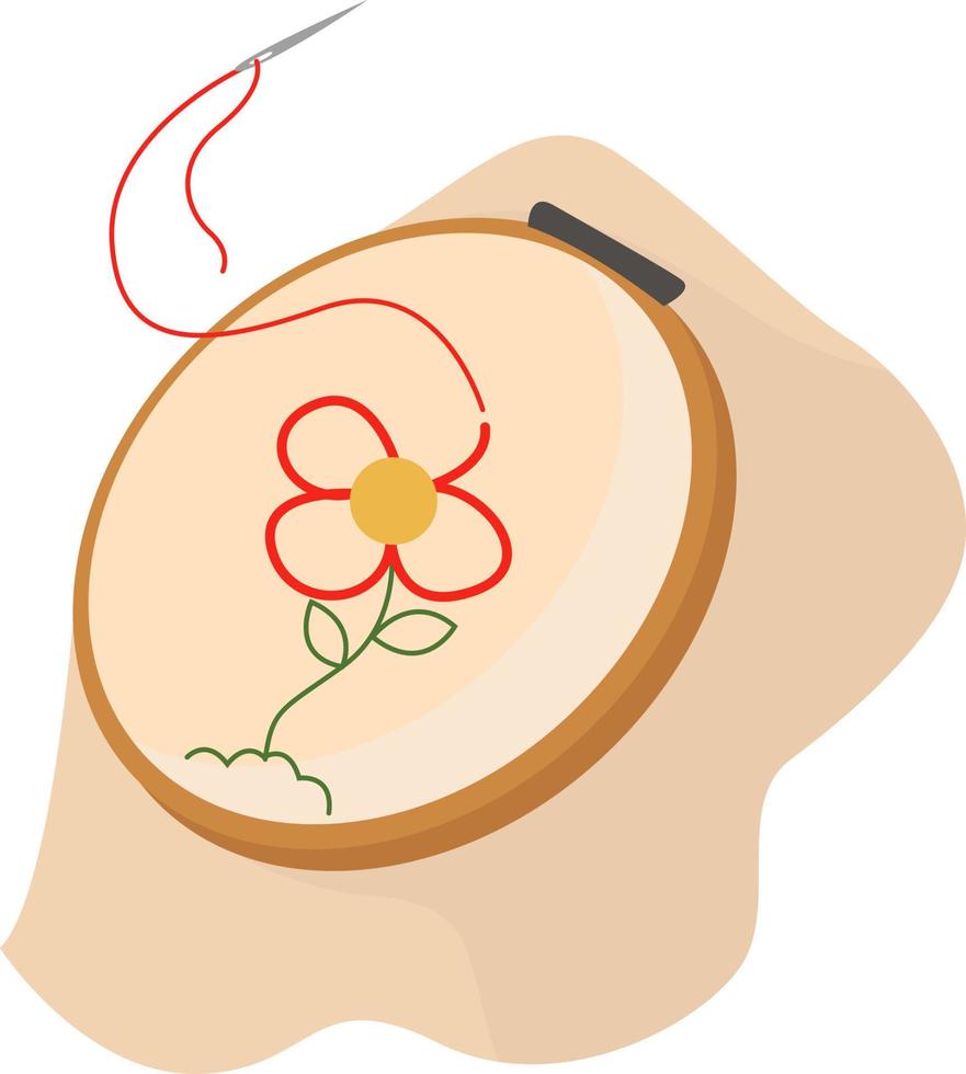 Pretty embroidery, illustration, vector on white background.