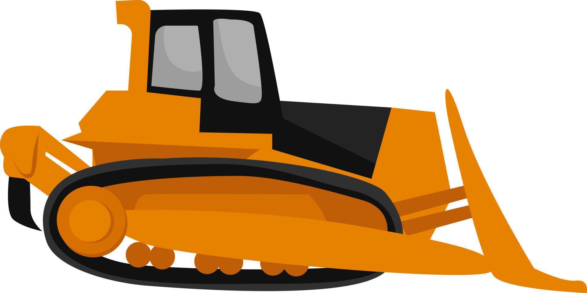 Orange bulldozer, illustration, vector on white background