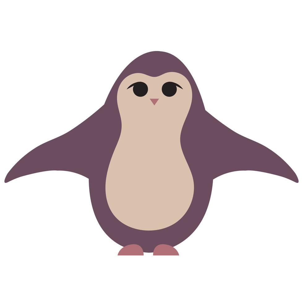 pequeño pingüino lindo con las alas abiertas. ilustración vectorial en estilo de dibujos animados aislado en un fondo blanco. vector