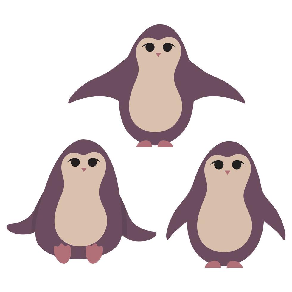 un conjunto de lindos pingüinos. ilustración vectorial aislado sobre fondo blanco. vector