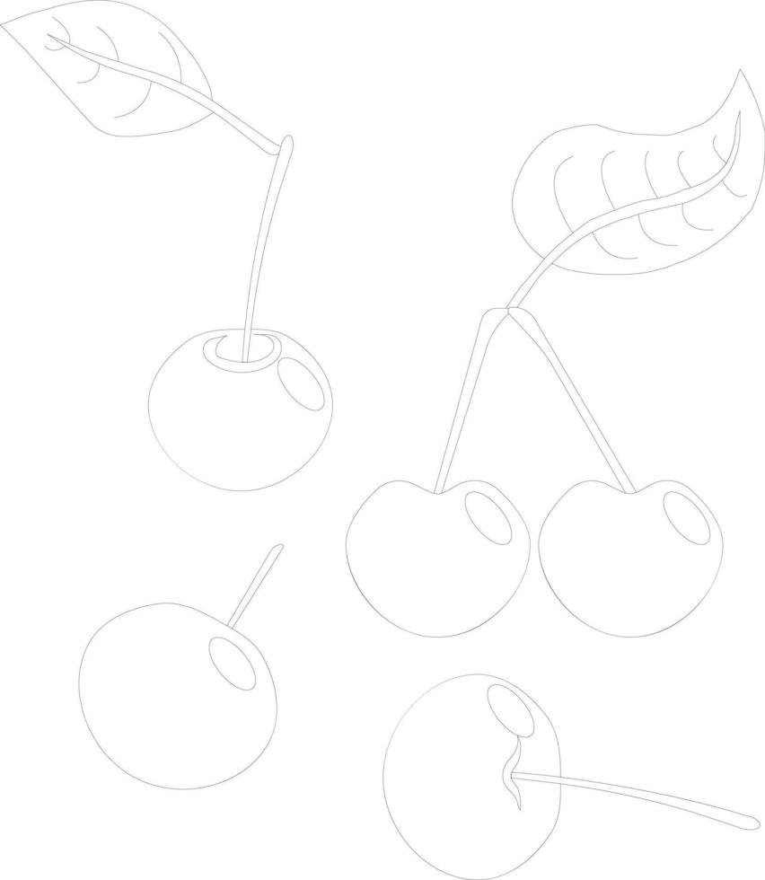 Cherry berries in doodle style. Vector illustration.