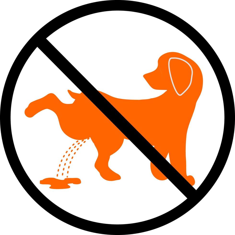 No dog poop sign and No pissing dog sign. Shitting is not allowed. Information circular sign for dog owners.  No poo and no pee. Vector stock illustration