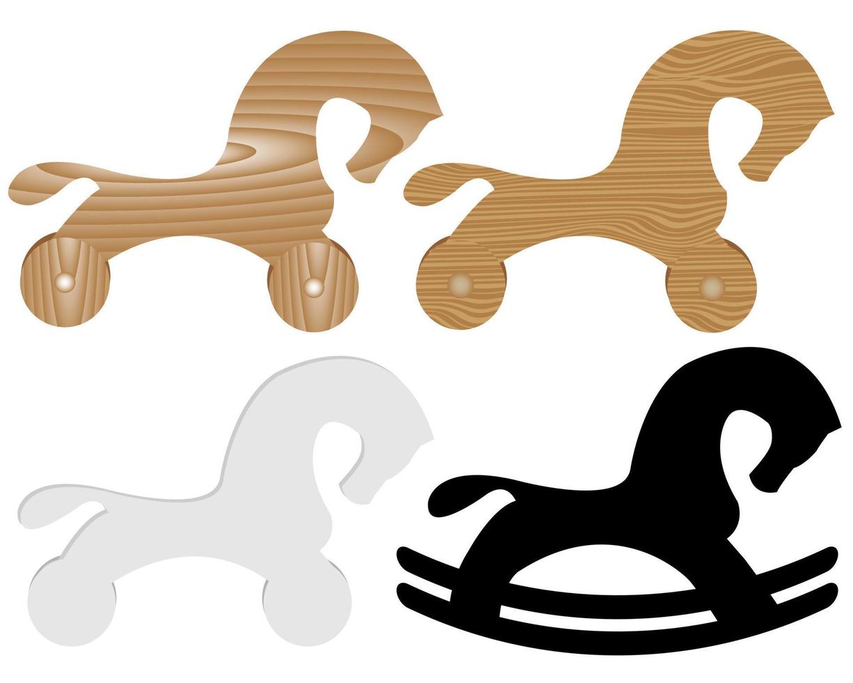 toy horse made of wood and paper silhouette on a white background vector