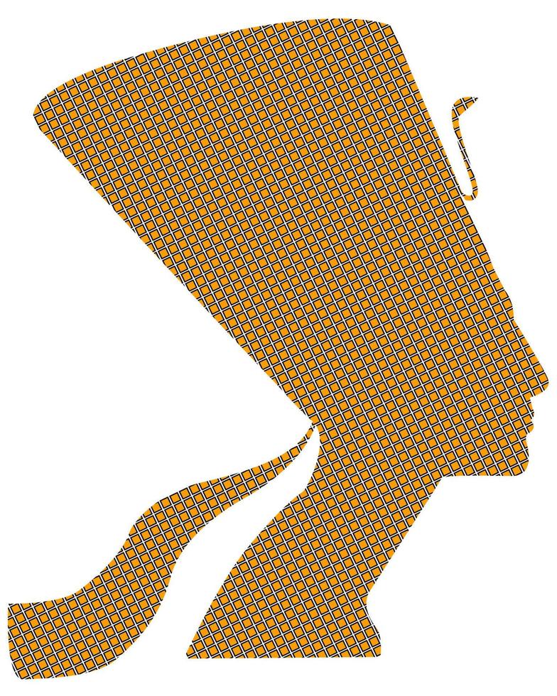 Egyptian queen Nefertiti black and yellow squares on a white background vector