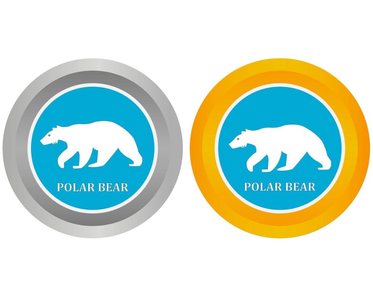 dos botones gris y amarillo con un oso polar vector