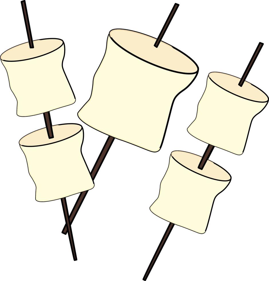 Roasted marshmellow ,illustration, vector on white background.