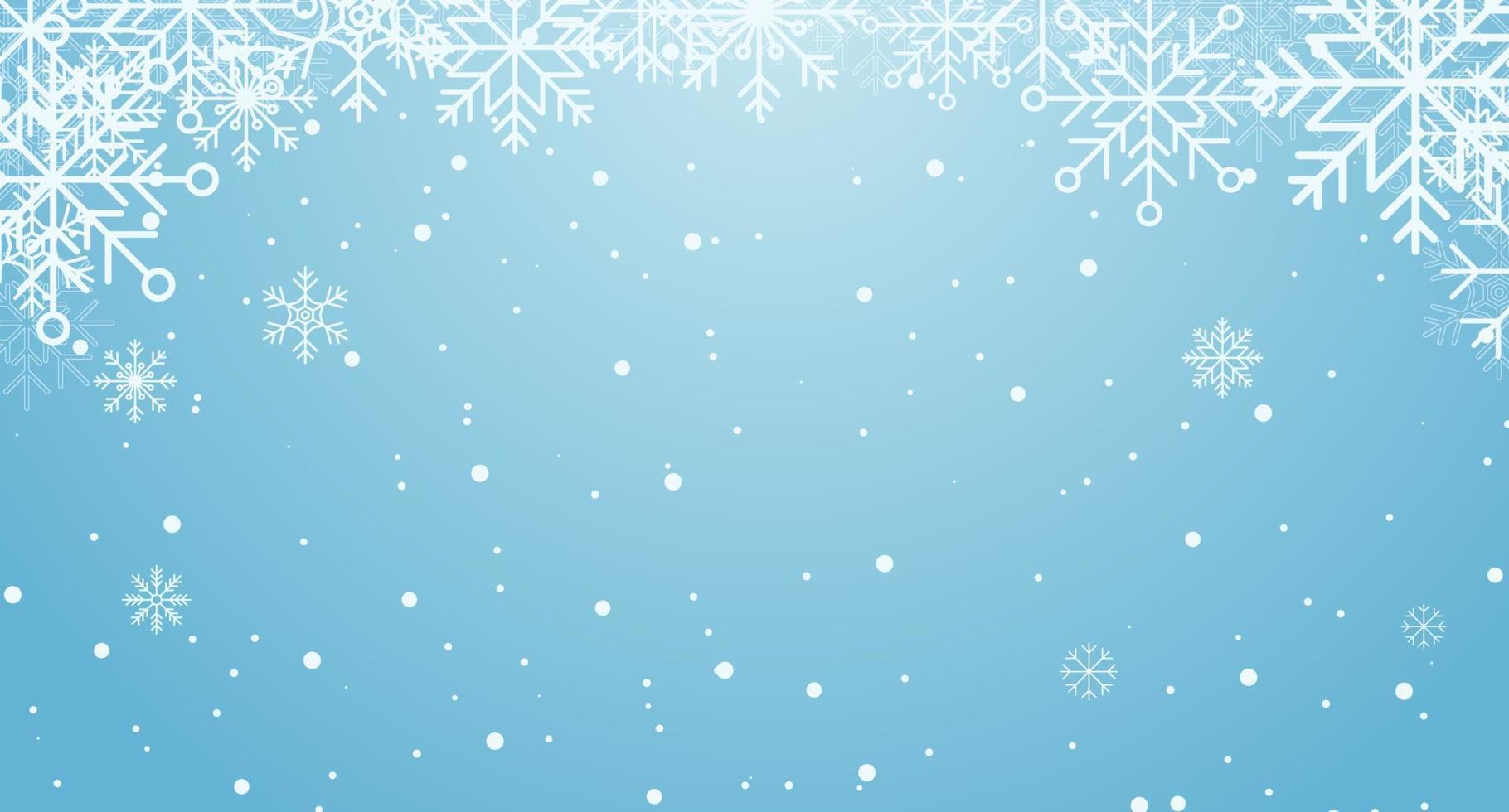 Winter background. Abstract snowflake border. Snowfall backdrop. Winter holidays theme. Background with snowflakes. Vector illustration