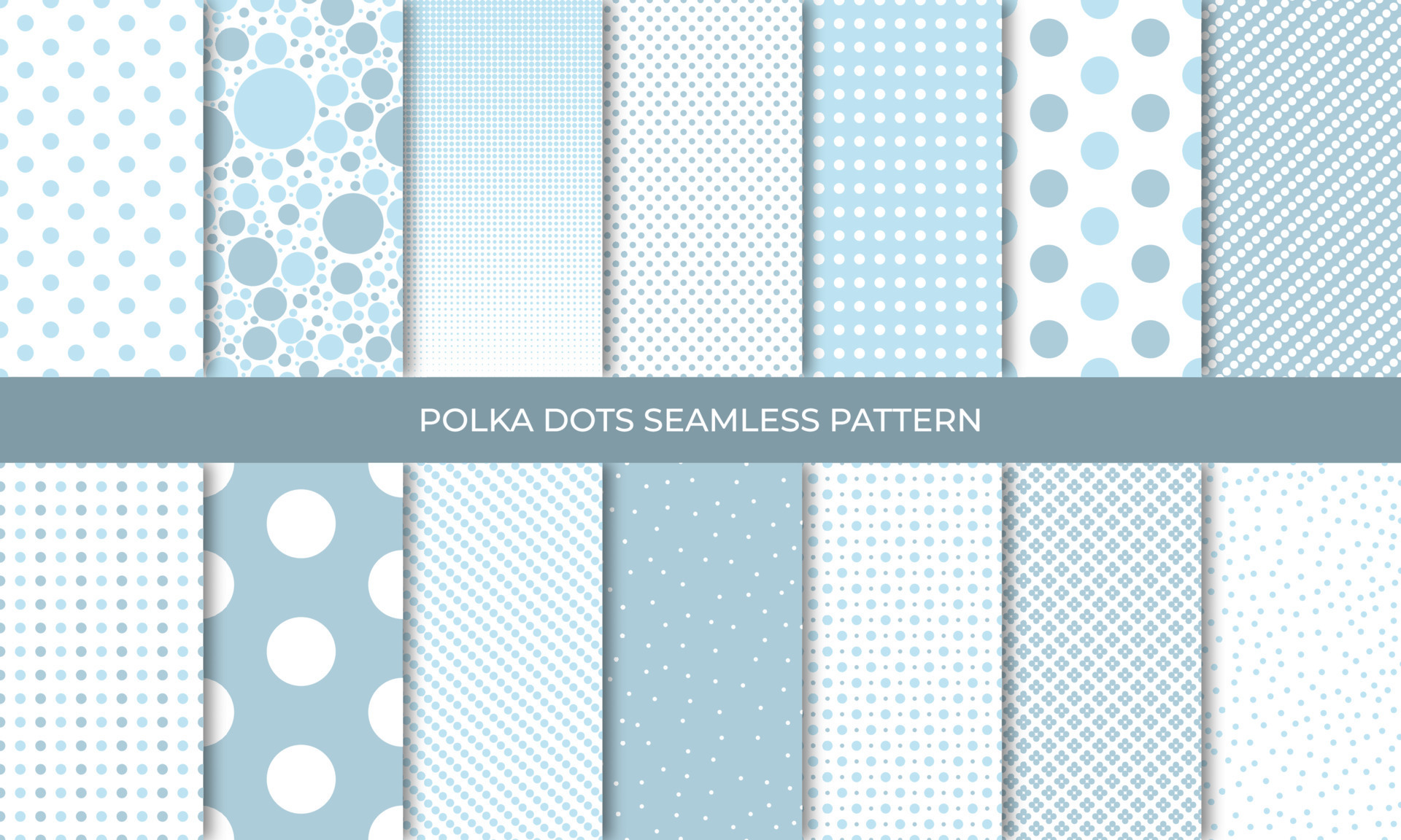 Set of seamless blue polka dot backgrounds. Seamless background in