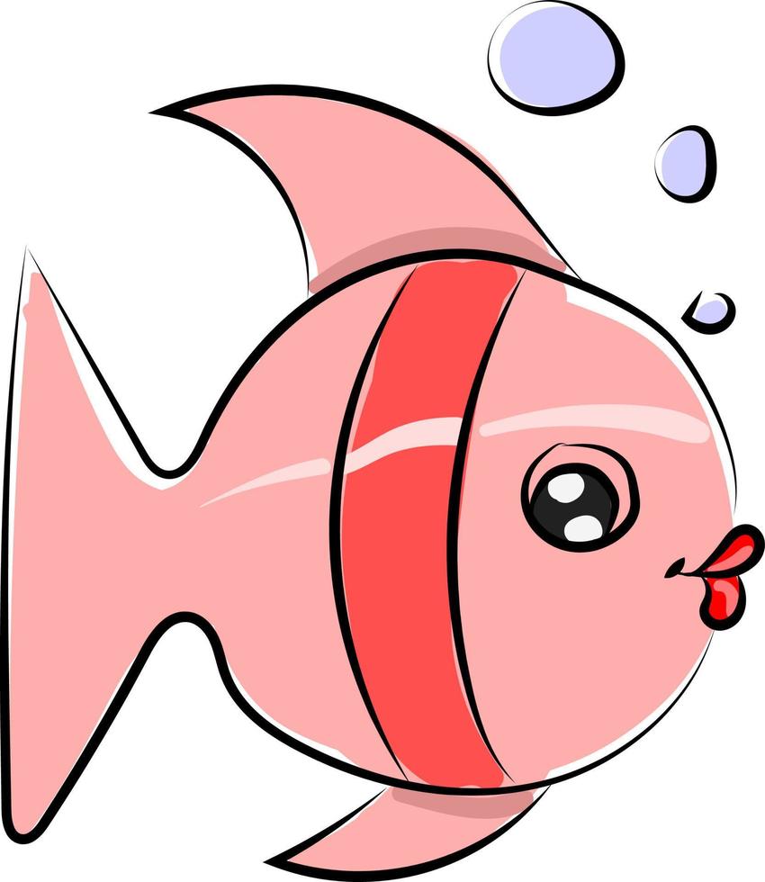 Pink fish, illustration, vector on white background.