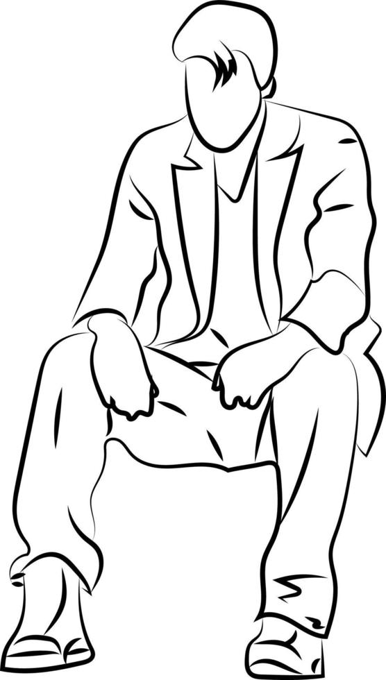 Man sitting, illustration, vector on white background.