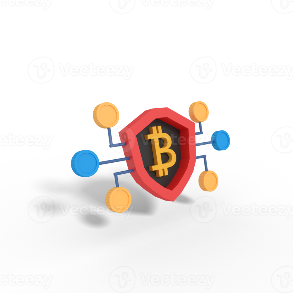 3d illustration of bitcoin blockchain security png