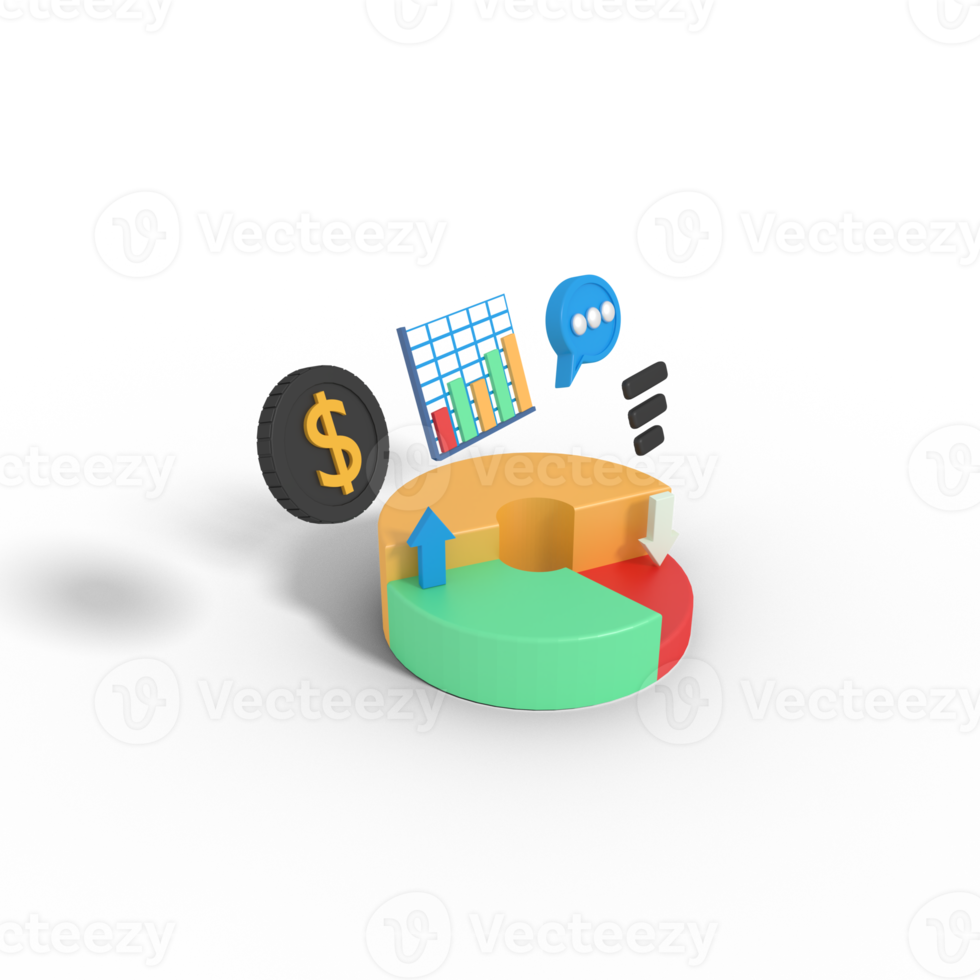 3d illustration of business growth pie chart png
