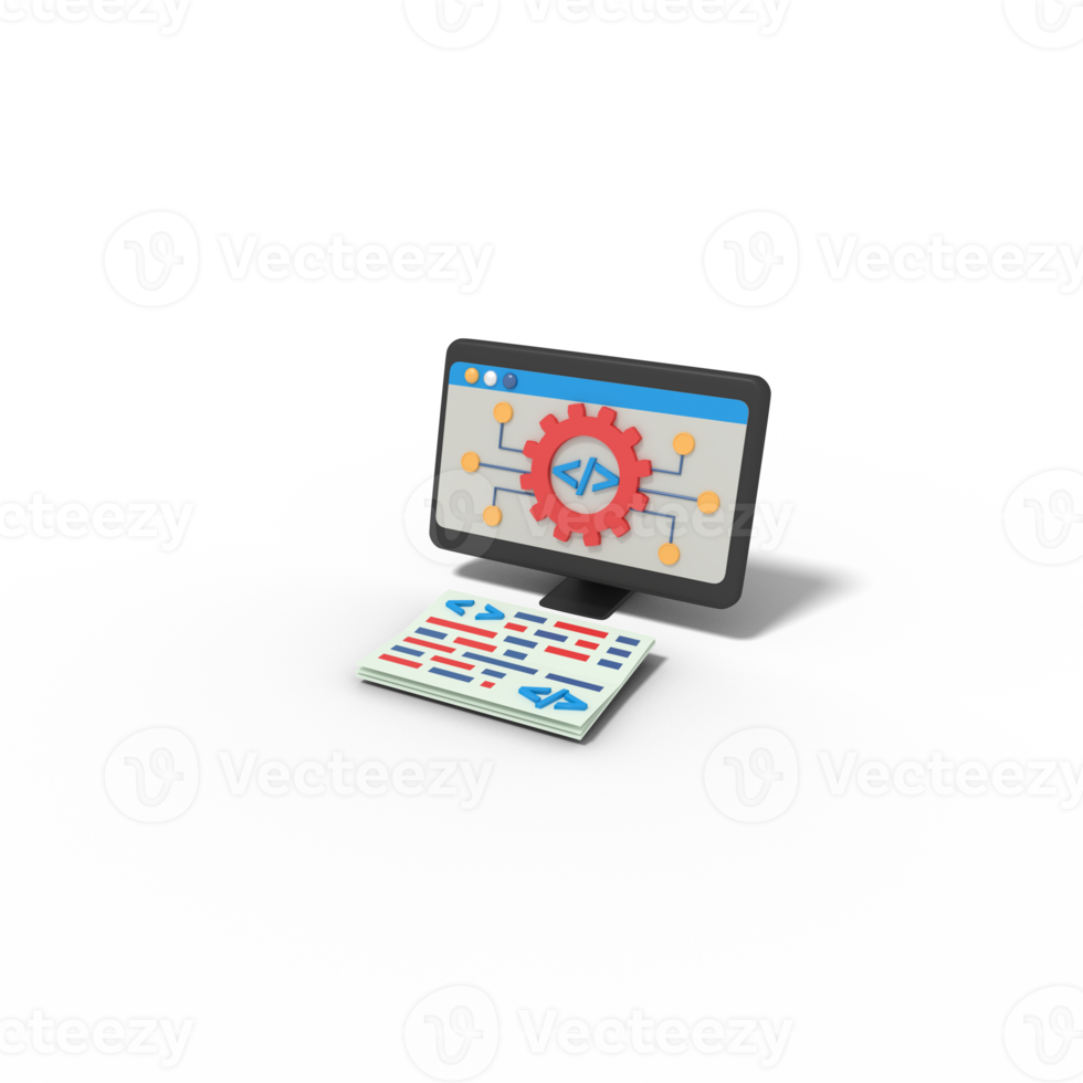 Ilustración 3d de codificación de configuración de red png