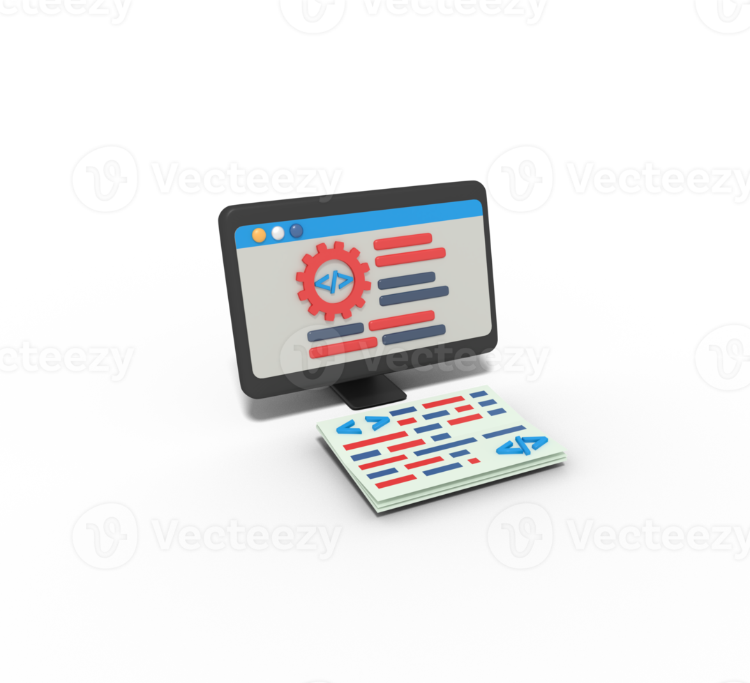 3d illustration of setting app coding png
