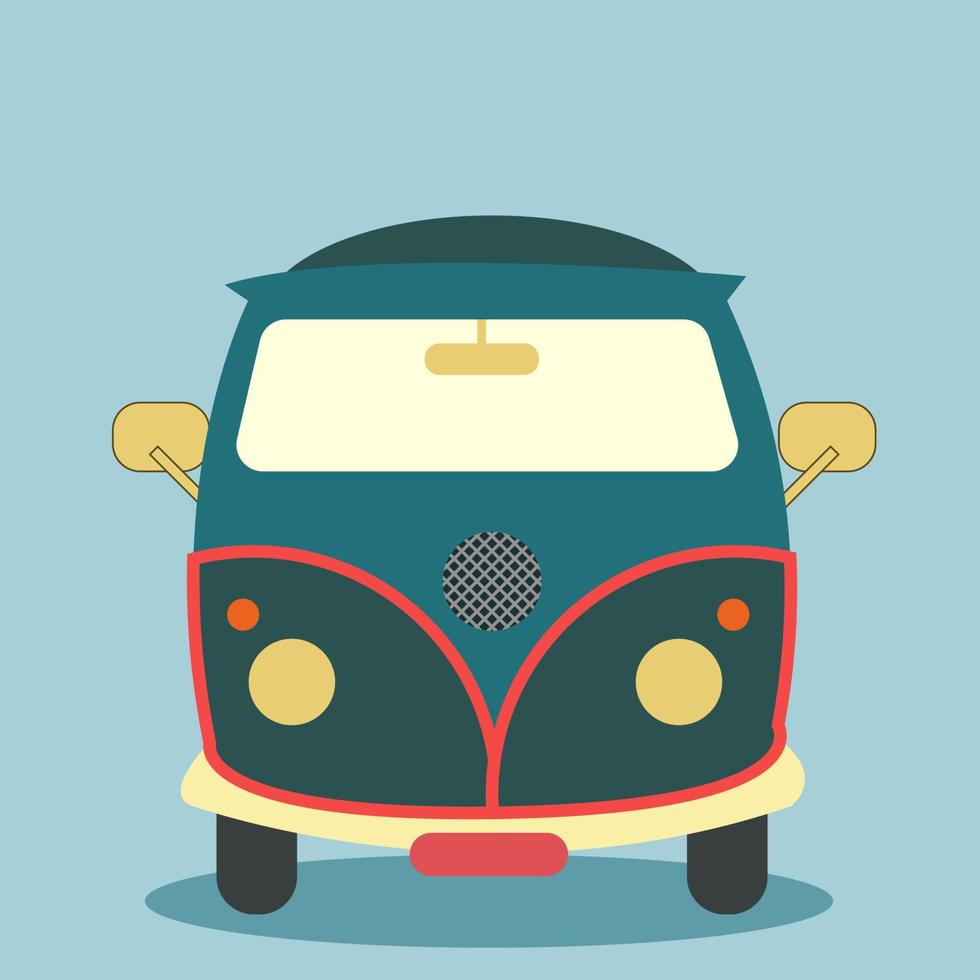Hippie car, illustration, vector on white background.