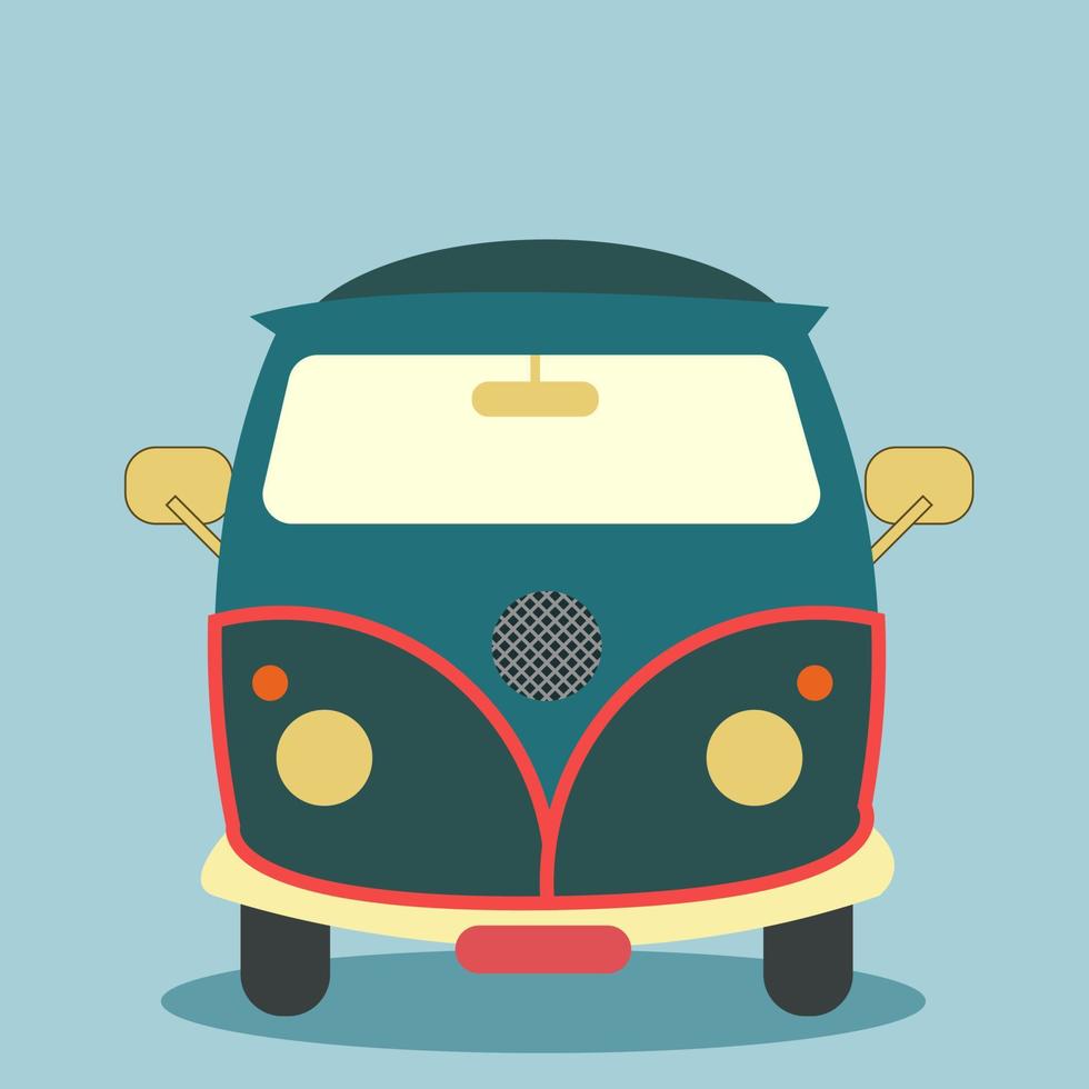 Coche hippie, ilustración, vector sobre fondo blanco.