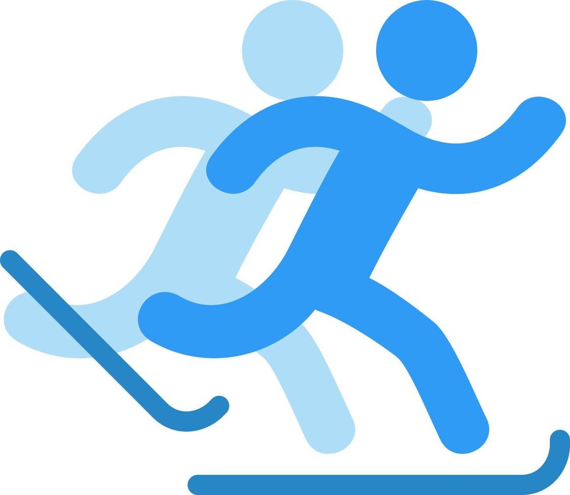 Skiing on ice, illustration, vector, on a white background. vector