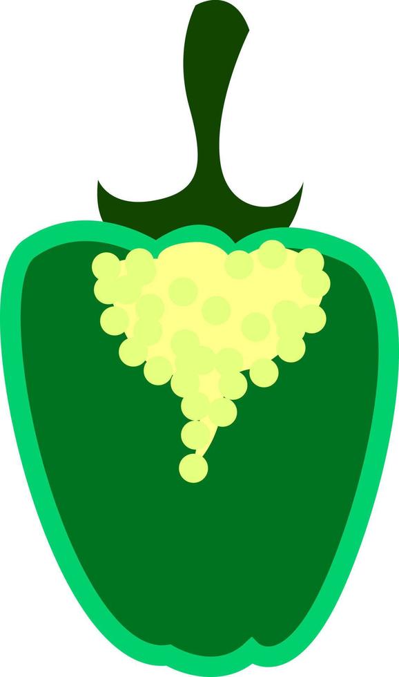 Cut green pepper, illustration, vector on white background.