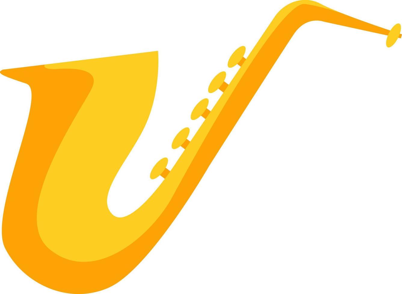 Saxophone instrument, illustration, vector on white background.