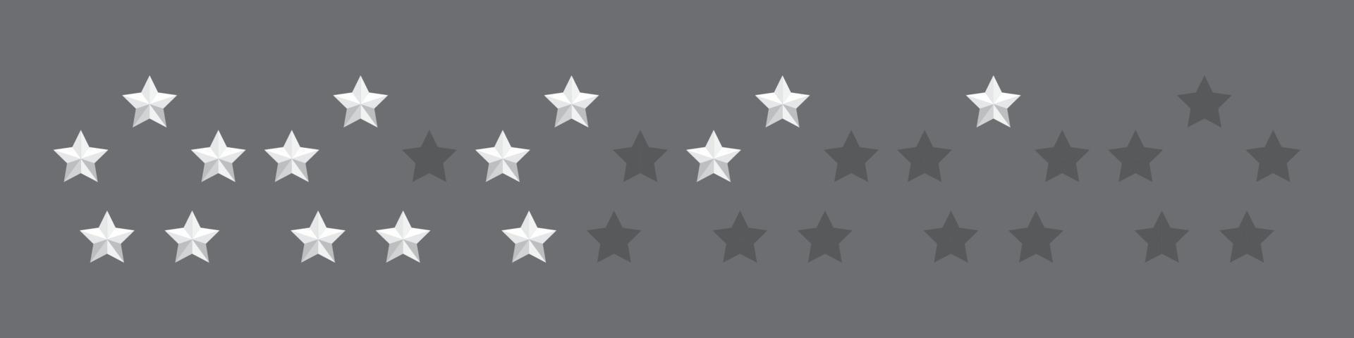 Star icon. Star in circle. 5 stars rating. Set of five white stars. Realistic star set vector icon. Feedback concept. Vector illustration