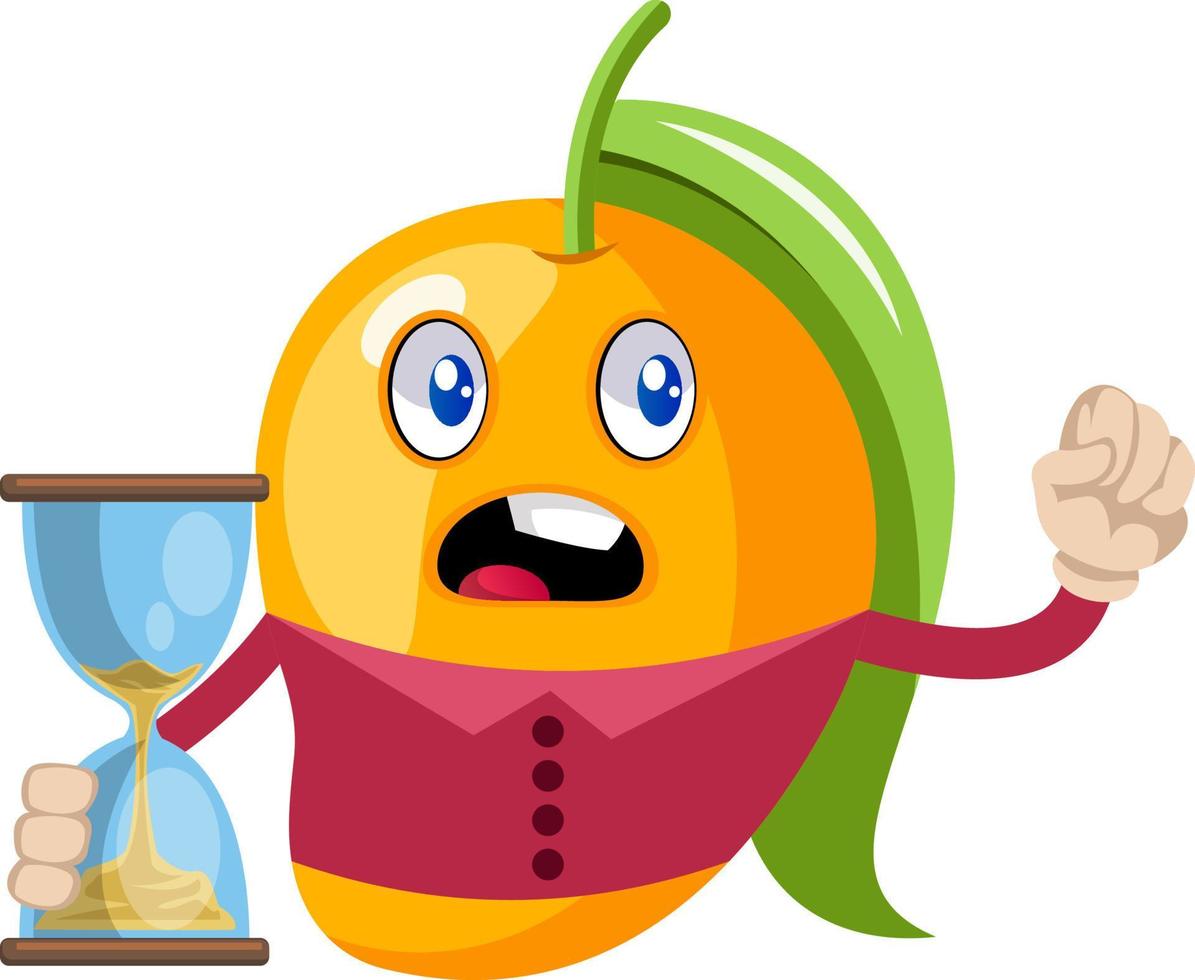 Mango con reloj de arena, ilustración, vector sobre fondo blanco.