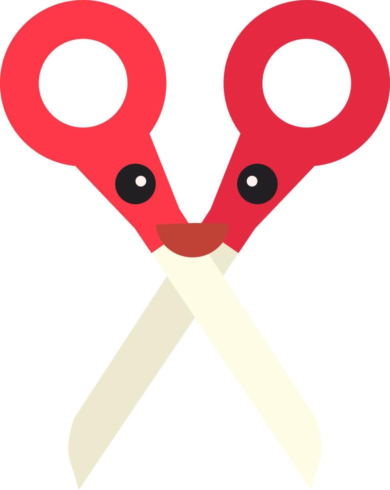 Happy scissors, illustration, vector on white background.