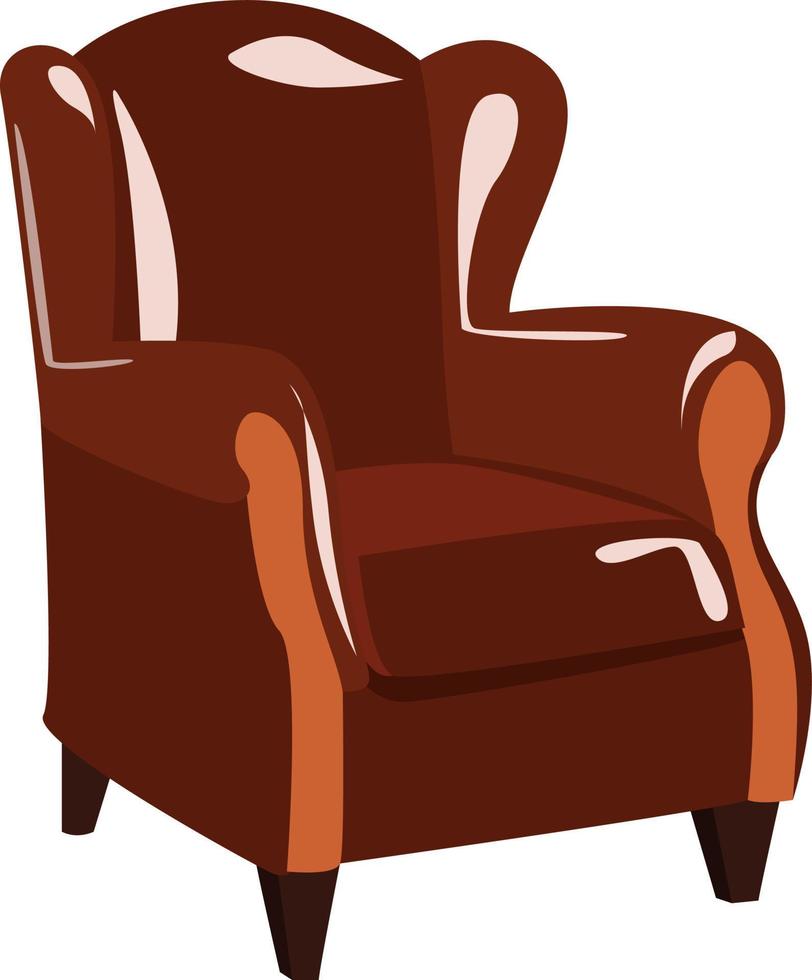 Sillón de cuero elegante, ilustración, vector sobre fondo blanco.