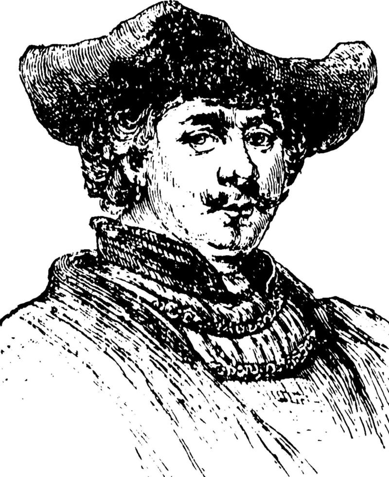 Rembrandt Van Rhyn, vintage illustration vector