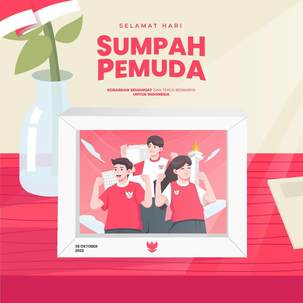 Selamat hari Sumpah pemuda means Happy Indonesian Youth Pledge. vector