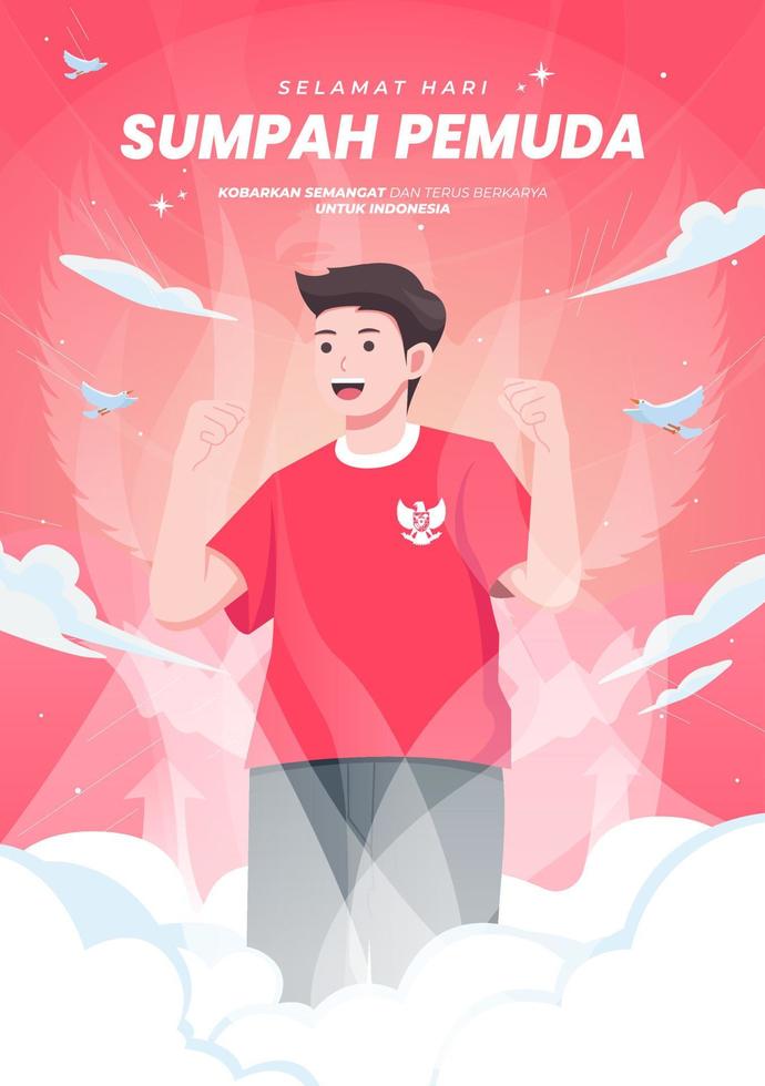 Selamat hari Sumpah pemuda means Happy Indonesian Youth Pledge. vector