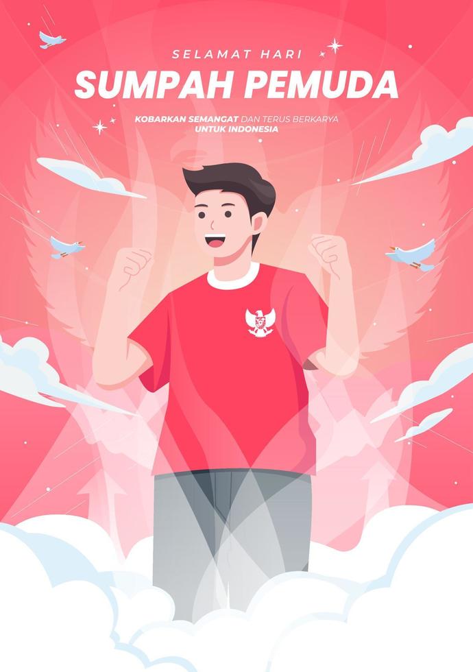 selamat hari sumpah pemuda significa compromiso de la juventud indonesia feliz. vector