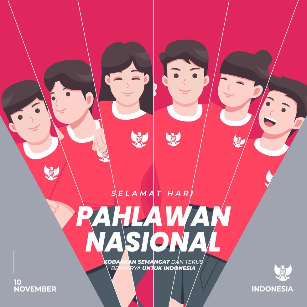 selamat hari pahlawan nasional significa feliz día de los héroes nacionales de indonesia vector
