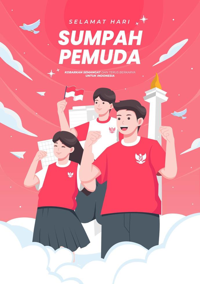 Selamat hari Sumpah pemuda means Happy Indonesian Youth Pledge. vector