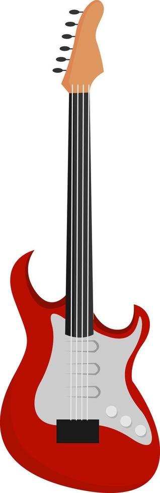 Red guitar, illustration, vector on white background.