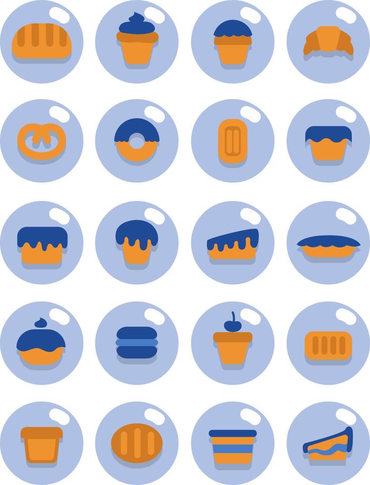 pasteles de panadería, ilustración, vector sobre fondo blanco.