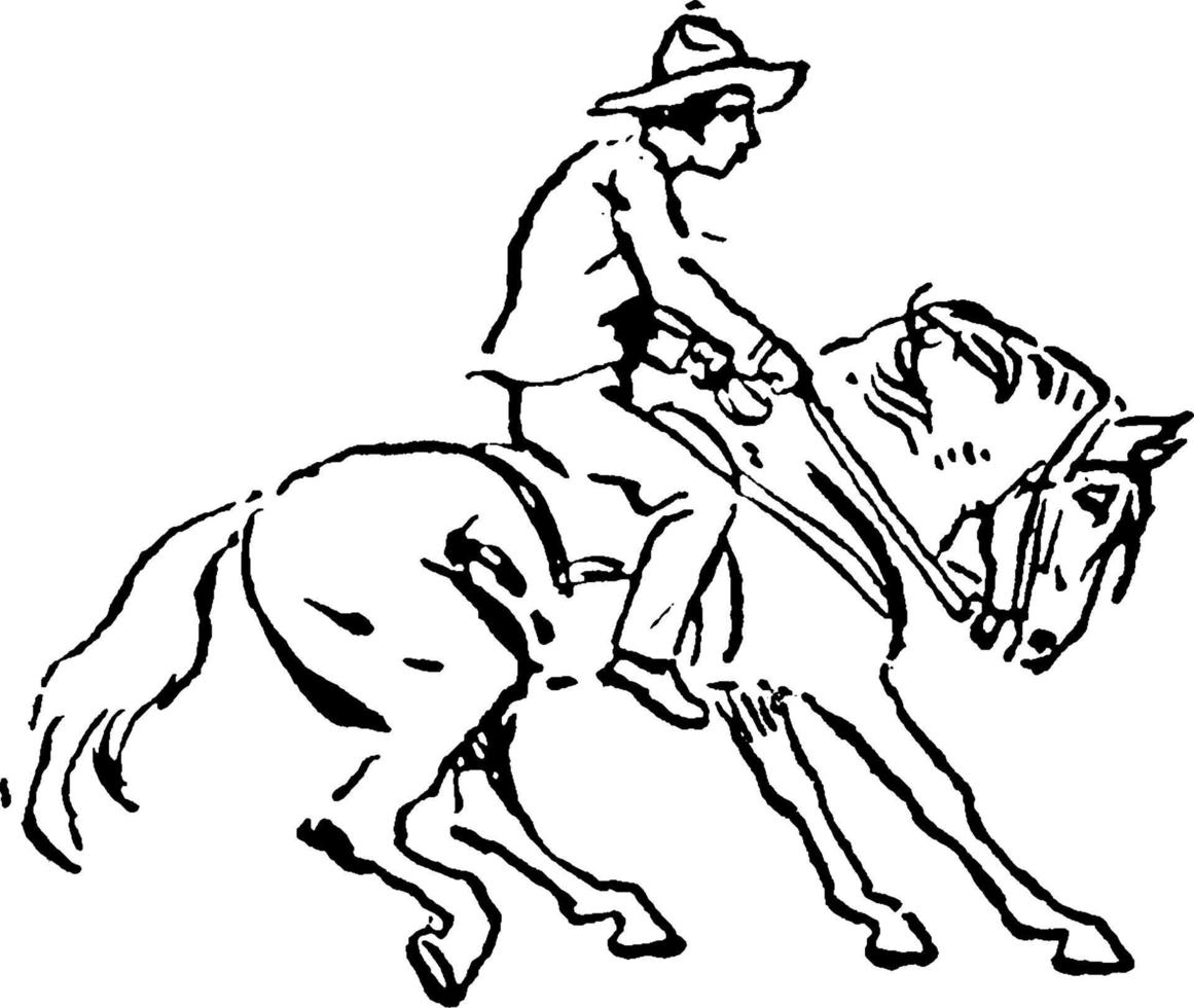 ilustración vintage de jinete a caballo. vector