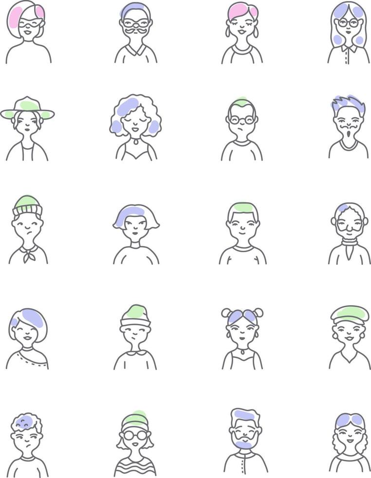 People avatars, illustration, vector on a white background.
