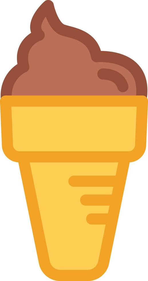 Chocolate ice cream in cone, illustration, vector on a white background.