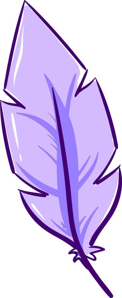 Purple feather, illustration, vector on white background.