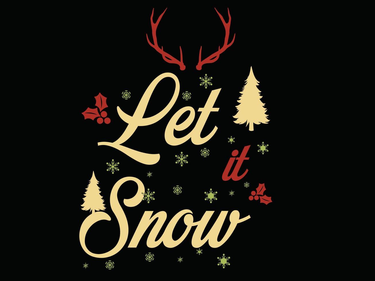 Let it Snow 04 Merry Christmas and Happy Holidays Typography set vector