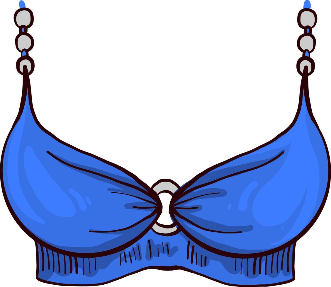 Blue bra, illustration, vector on white background.