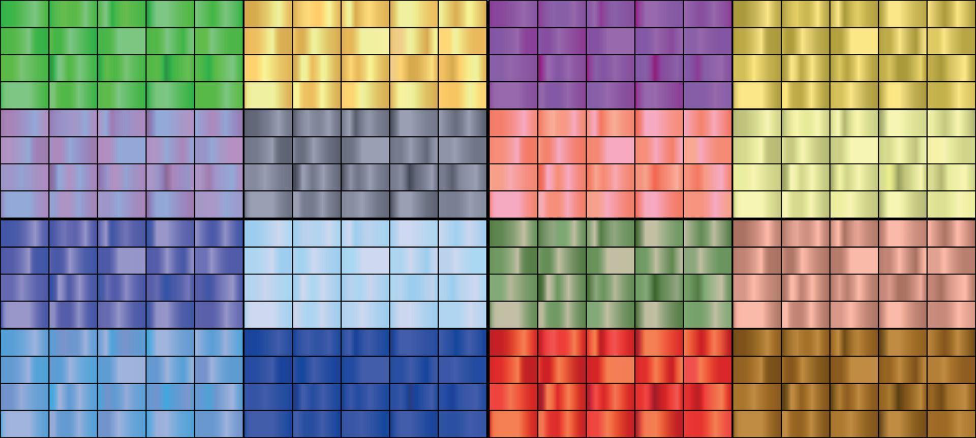 Vector set of colorful metal gradients.