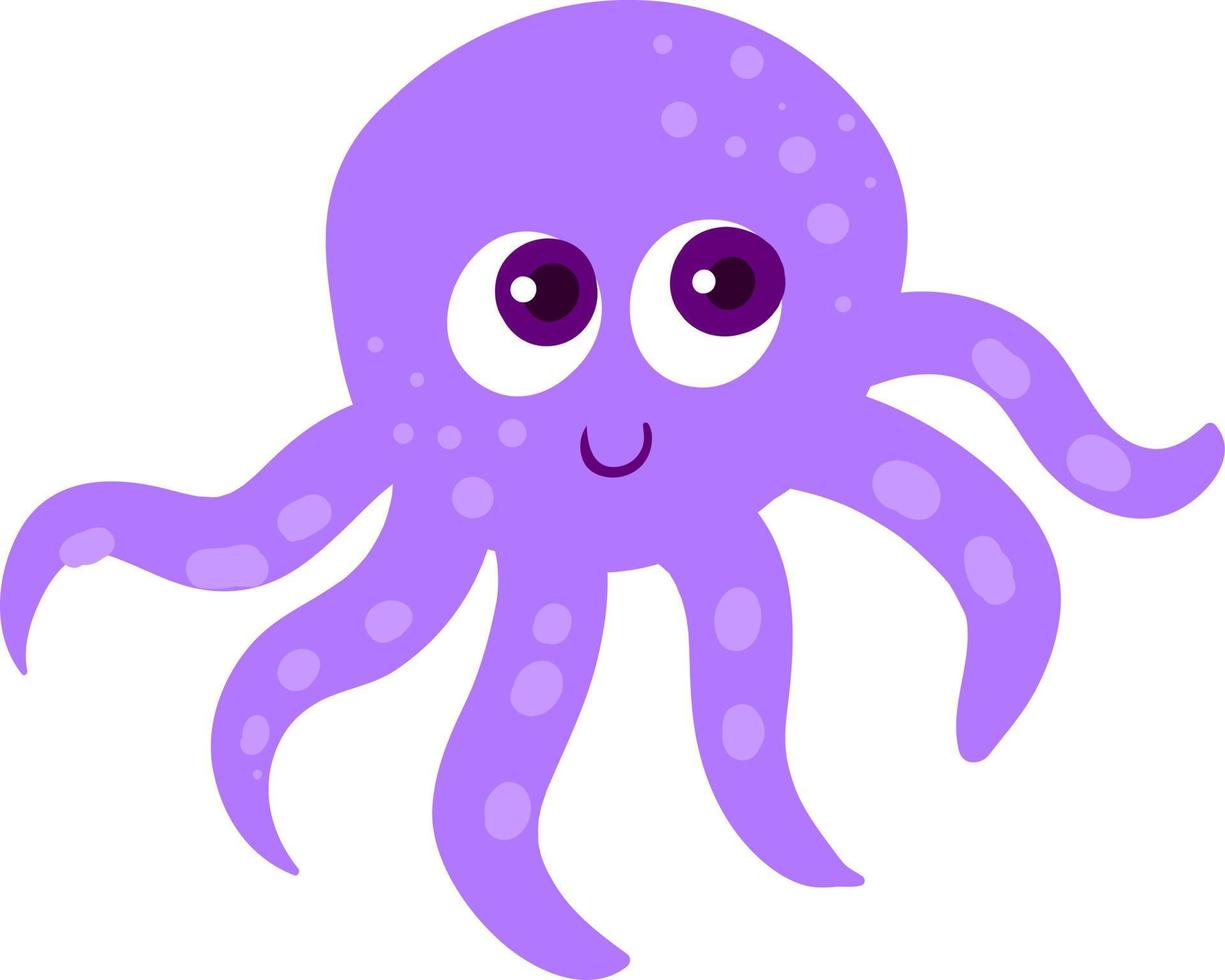 Purple octopus, illustration, vector on white background.