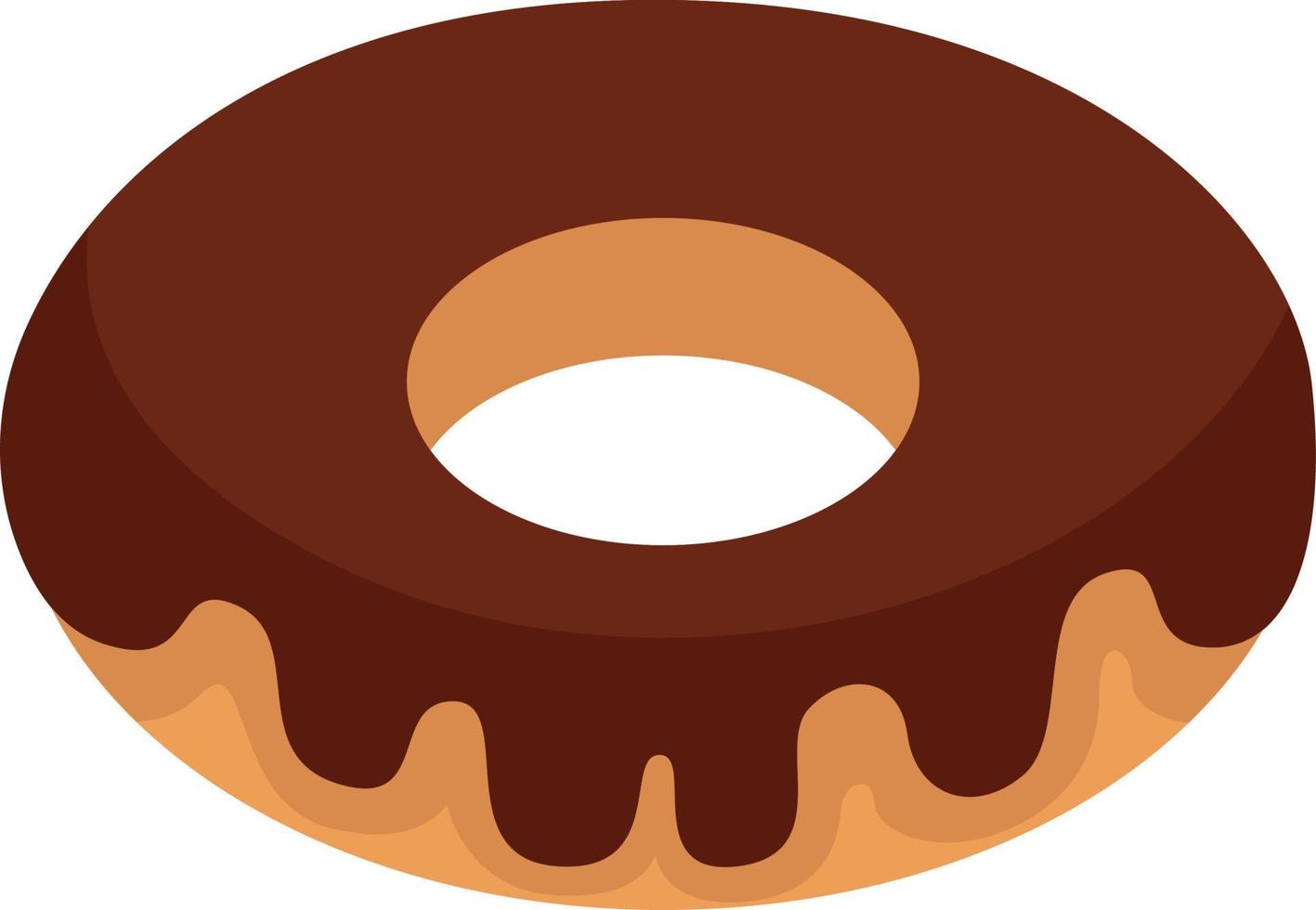 Chocolate glazed donut, icon illustration, vector on white background