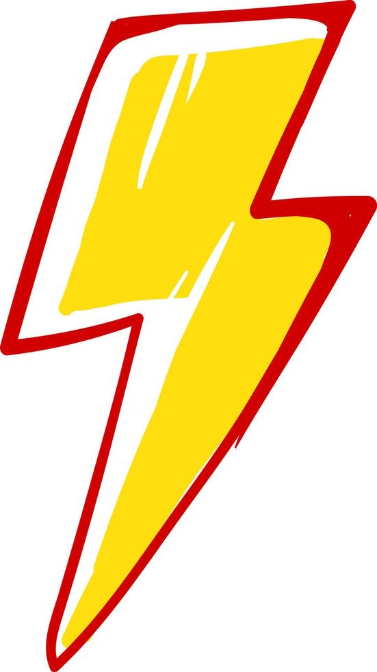 Yellow thunder, illustration, vector on white background.