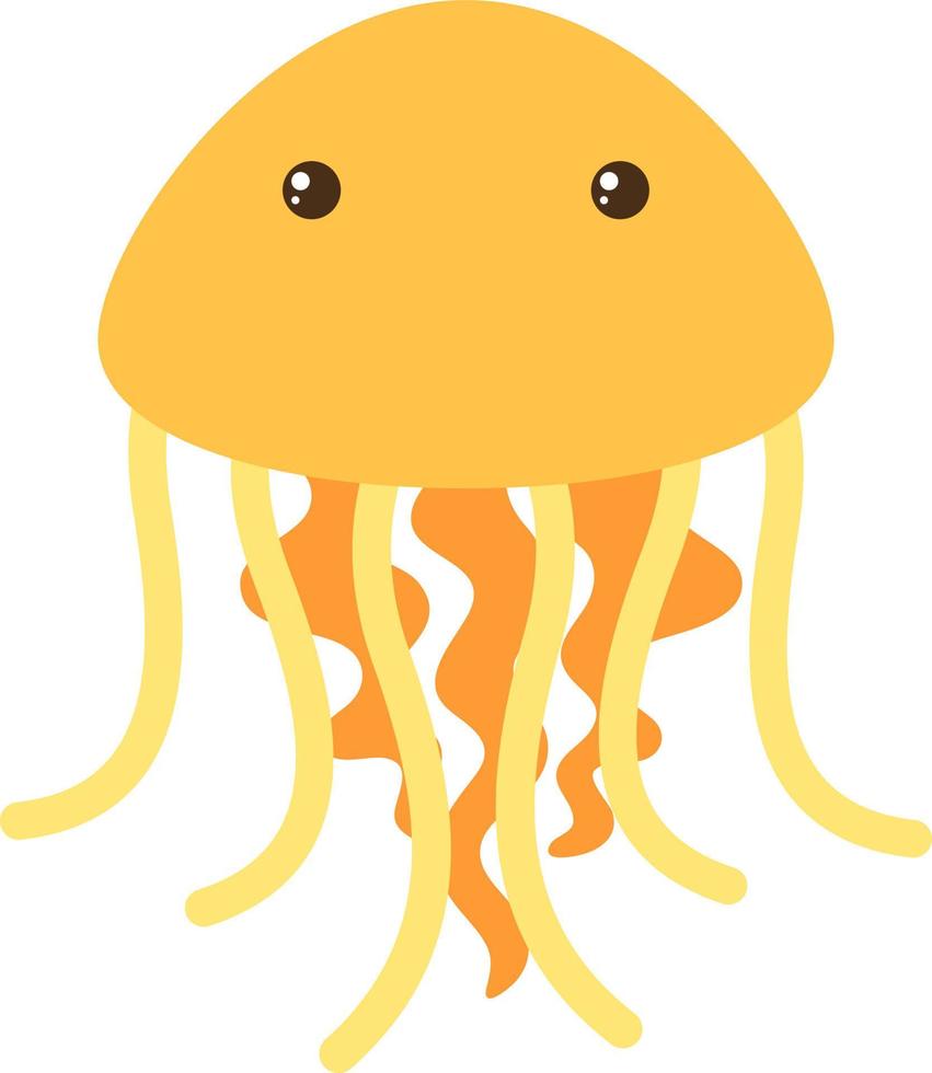 Yellow jellyfish, illustration, vector on white background.