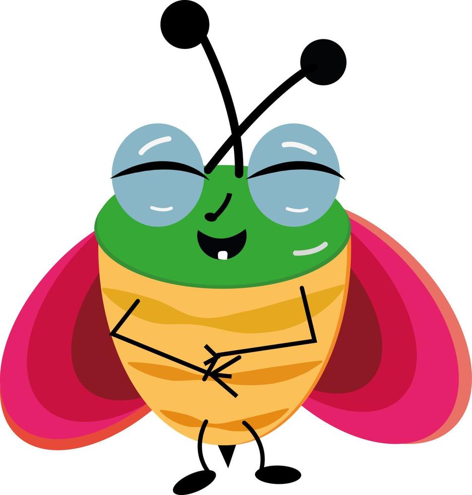 Happy bug, illustration, vector on a white background.